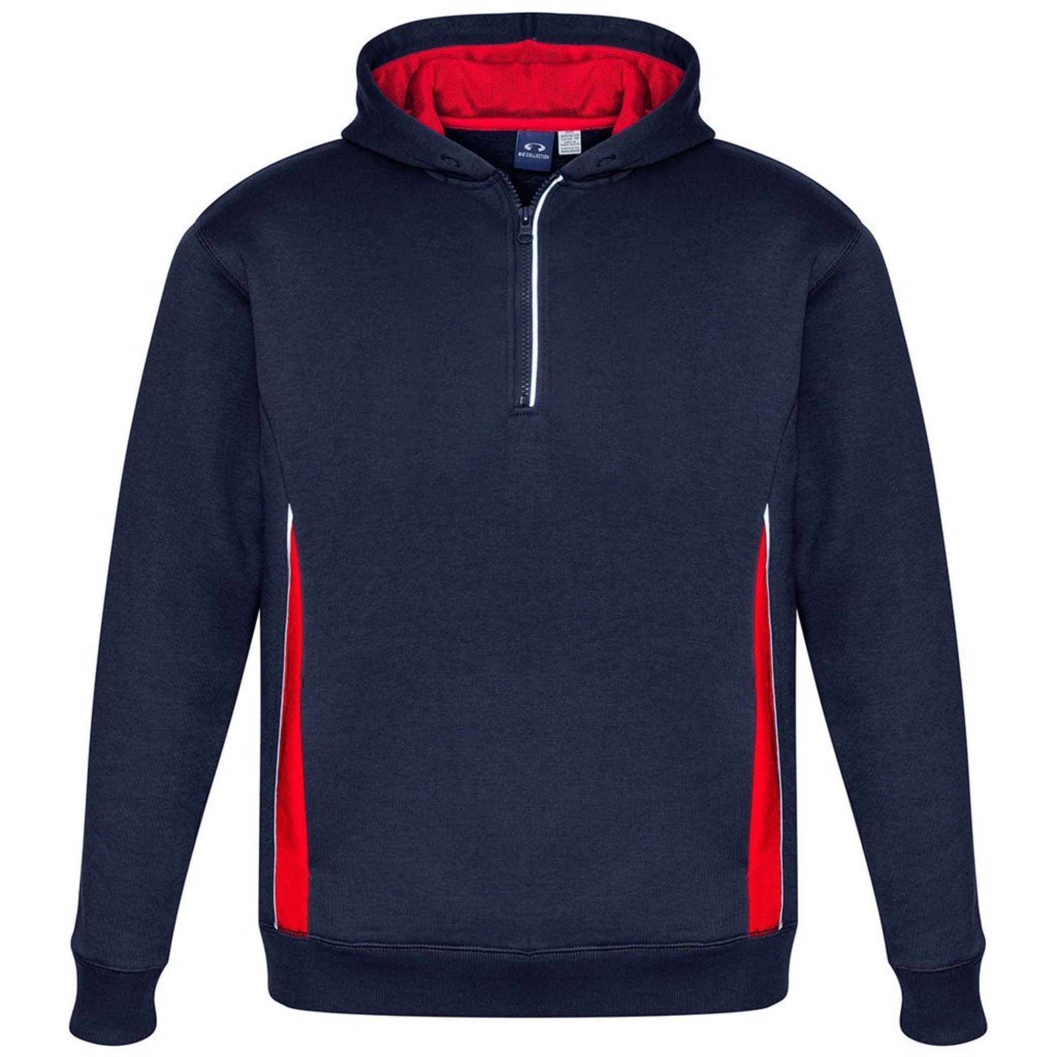 ¼ zip hoody navy red