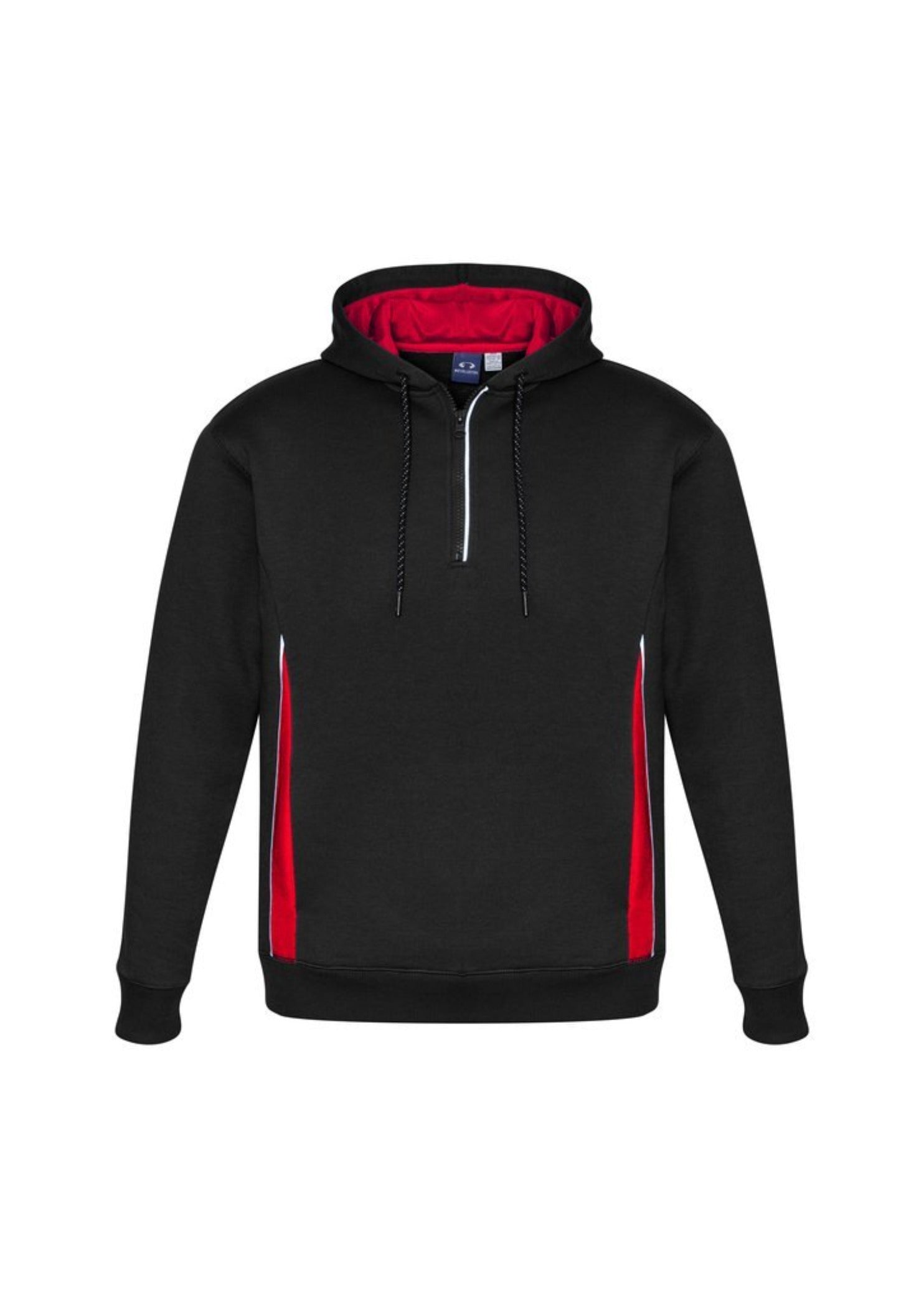 ¼ zip hoody black red