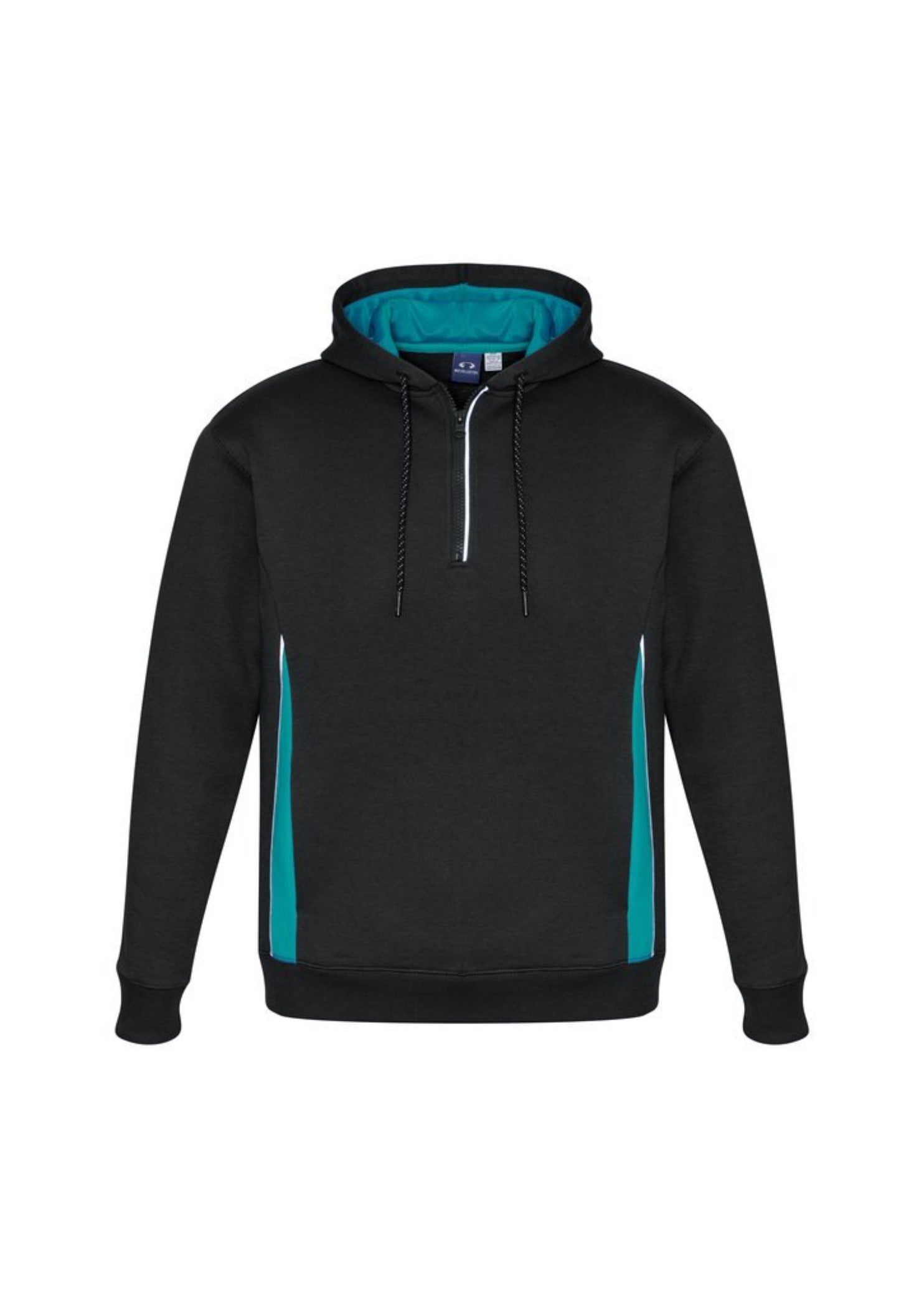 ¼ zip hoody black teal 