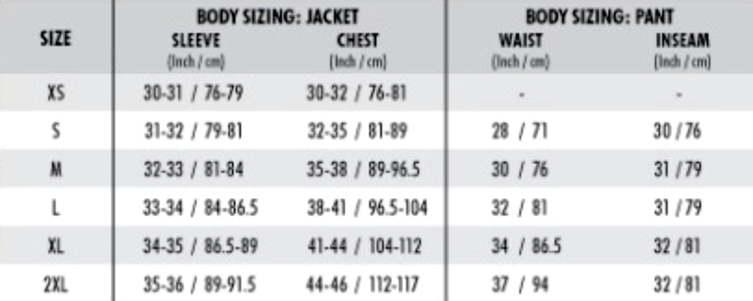 Size Chart